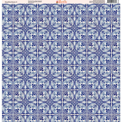 Ella and Viv Paper Company - Deep Blue Mosaic Collection - 12 x 12 Paper - One