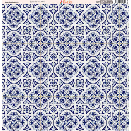 Ella and Viv Paper Company - Deep Blue Mosaic Collection - 12 x 12 Paper - Five
