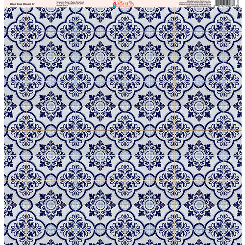 Ella and Viv Paper Company - Deep Blue Mosaic Collection - 12 x 12 Paper - Seven