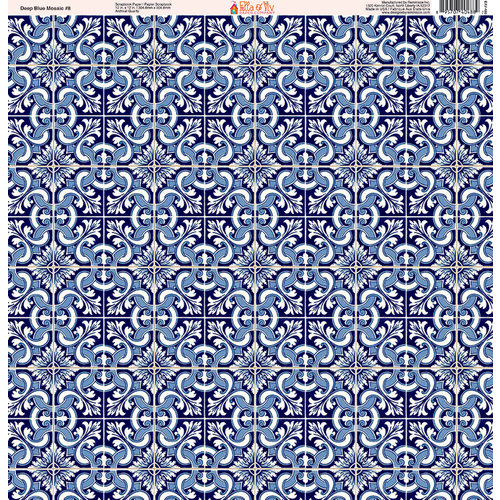 Ella and Viv Paper Company - Deep Blue Mosaic Collection - 12 x 12 Paper - Eight