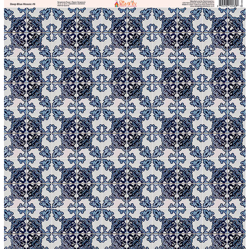 Ella and Viv Paper Company - Deep Blue Mosaic Collection - 12 x 12 Paper - Nine