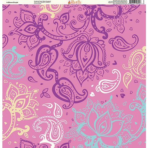 Ella and Viv Paper Company - Pretty Paisley Collection - 12 x 12 Paper - In Bloom Purple