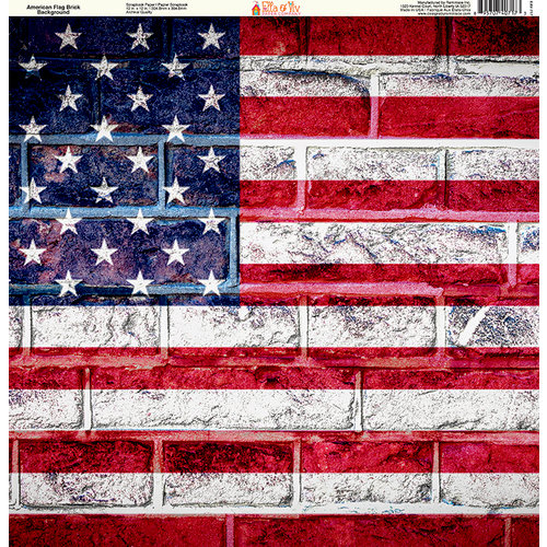 Ella and Viv Paper Company - Brick Backgrounds Collection - 12 x 12 Paper - American Flag Brick Background