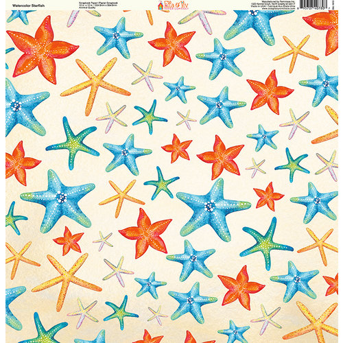 Ella and Viv Paper Company - Watercolor Beach Collection - 12 x 12 Paper - Watercolor Starfish