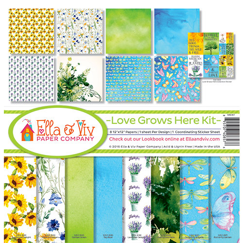 Ella and Viv Paper Company - Love Grows Here Collection - 12 x 12 Collection Kit