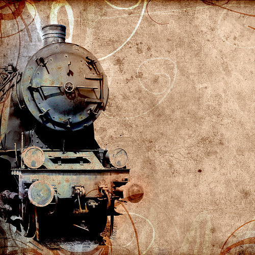 Ella and Viv Paper Company - Adventure Emporium Collection - 12 x 12 Paper - Steam Engine Train