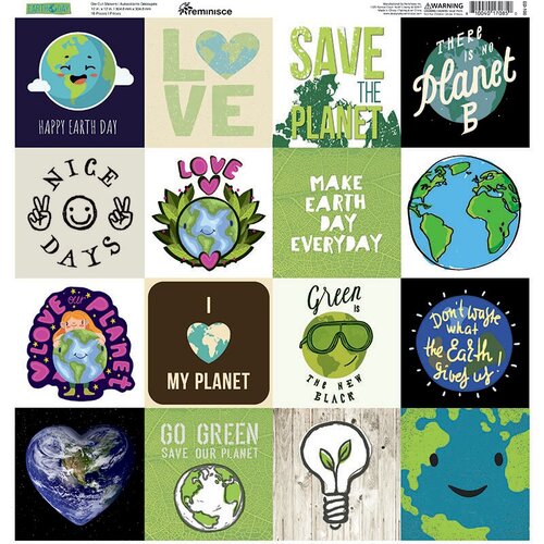 Reminisce - Earth Day Collection - 12 x 12 Cardstock Sticker Sheet - Squares
