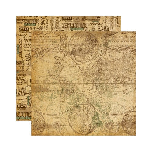 Reminisce - Expedition Destination Collection - 12 x 12 Double Sided Paper - World Map