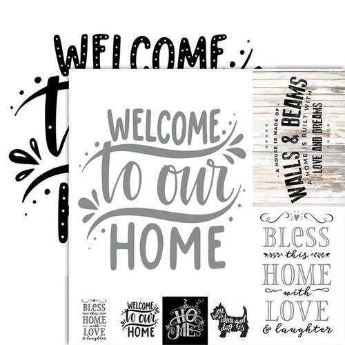 Ella and Viv Paper Company - Frameable Quotes Collection - 12 x 12 Double Sided Paper - Home with Foil Accents