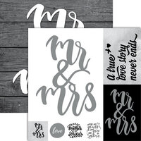 Ella and Viv Paper Company - Frameable Quotes Collection - 12 x 12 Double Sided Paper - Mr & Mrs with Foil Accents