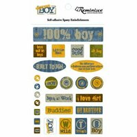 Reminisce - Genuine Boyl Collection - Epoxy Stickers - Words 100 Percent Boy