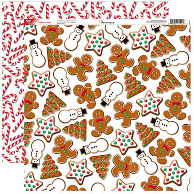 Reminisce - Gingerbread Lane Collection - Christmas - 12 x 12 Double Sided Paper - Cookie Cutters