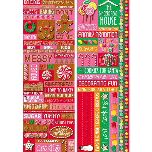 Reminisce - Gingerbread Lane Collection - Christmas - Die Cut Cardstock Stickers - Quote