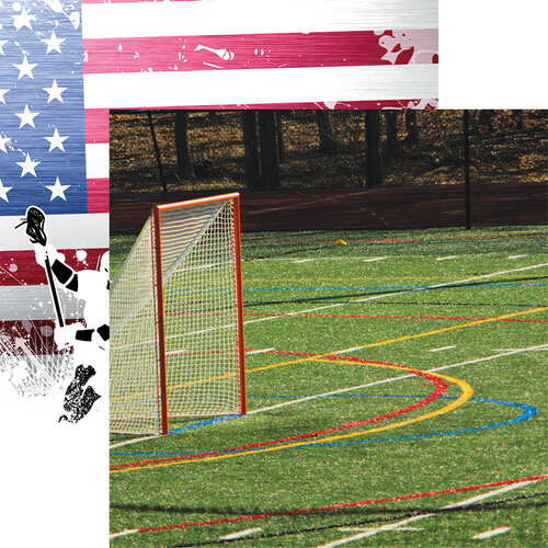 Reminisce - Game Day Lacrosse Collection - 12 x 12 Double Sided Paper - Goal