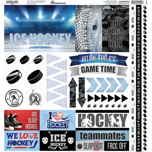 Reminisce - Game Day Hockey Collection - 12 x 12 Cardstock Stickers - Elements