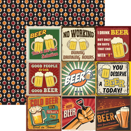 Reminisce - Happy Hour Collection - 12 x 12 Double Sided Paper - More Beer 2