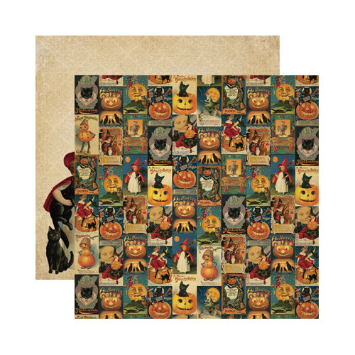 Reminisce - Halloween Collection - 12 x 12 Double Sided Paper - Halloween Collage