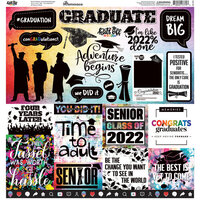 Reminisce - Hats Off To The Grad Collection - 12 x 12 Cardstock Stickers - Custom