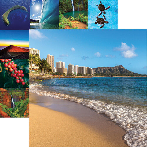 Reminisce - Hawaii Collection - 12 x 12 Double Sided Paper - Waikiki and Diamond Head