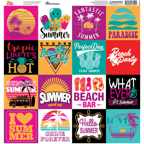 Reminisce - Hello Summer Collection - 12 x 12 Cardstock Stickers - Squares