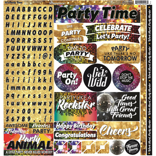 Reminisce - Its Party Time Collection - 12 x 12 Cardstock Stickers - Combo