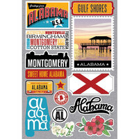 Reminisce - Jetsetters Collection - 3 Dimensional Die Cut Stickers - Alabama