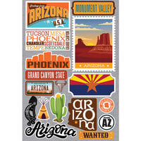 Reminisce - Jetsetters Collection - 3 Dimensional Die Cut Stickers - Arizona