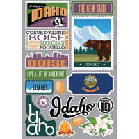 Reminisce - Jetsetters Collection - 3 Dimensional Die Cut Stickers - Idaho