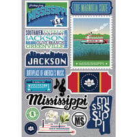 Reminisce - Jetsetters Collection - 3 Dimensional Die Cut Stickers - Mississippi