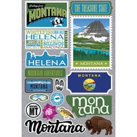 Reminisce - Jetsetters Collection - 3 Dimensional Die Cut Stickers - Montana