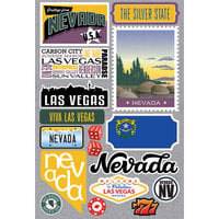 Reminisce - Jetsetters Collection - 3 Dimensional Die Cut Stickers - Nevada