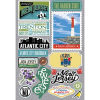 Reminisce - Jetsetters Collection - 3 Dimensional Die Cut Stickers - New Jersey
