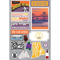 Reminisce - Jetsetters Collection - 3 Dimensional Die Cut Stickers - Rhode Island