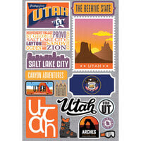 Reminisce - Jetsetters Collection - 3 Dimensional Die Cut Stickers - Utah