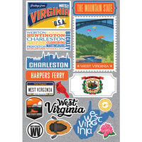 Reminisce - Jetsetters Collection - 3 Dimensional Die Cut Stickers - West Virginia