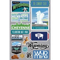 Reminisce - Jetsetters Collection - 3 Dimensional Die Cut Stickers - Wyoming