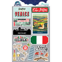 Reminisce - Jetsetters Collection - 3 Dimensional Die Cut Stickers - Italy