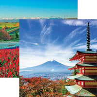 Reminisce - Japan Collection - 12 x 12 Double Sided Paper - Mt. Fuji With Chureito Pagoda