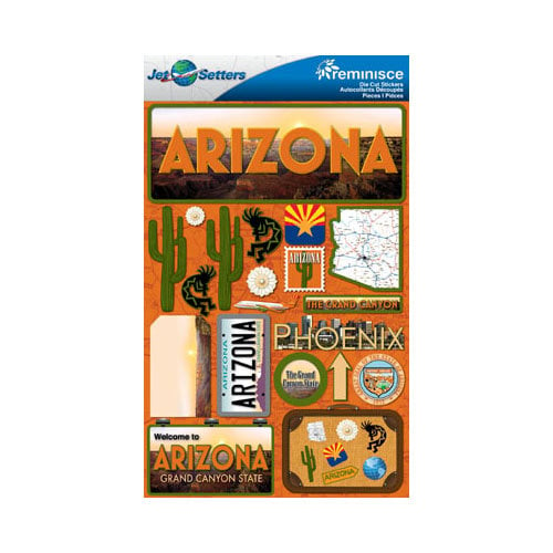 Reminisce - Jetsetters Collection - 3 Dimensional Die Cut Stickers - Arizona