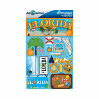 Reminisce - Jetsetters Collection - 3 Dimensional Die Cut Stickers - Florida