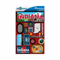 Reminisce - Jetsetters Collection - 3 Dimensional Die Cut Stickers - Indiana