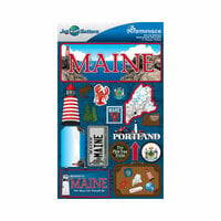 Reminisce - Jetsetters Collection - 3 Dimensional Die Cut Stickers - Maine