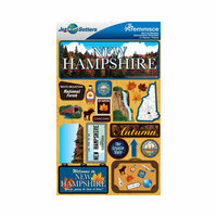 Reminisce - Jetsetters Collection - 3 Dimensional Die Cut Stickers - New Hampshire