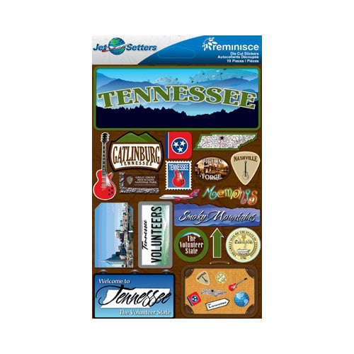 Reminisce - Jetsetters Collection - 3 Dimensional Die Cut Stickers - Tennessee