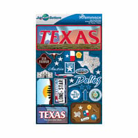 Reminisce - Jetsetters Collection - 3 Dimensional Die Cut Stickers - Texas