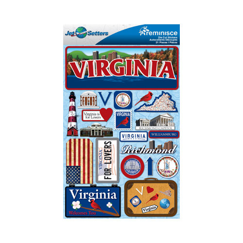 Reminisce - Jetsetters Collection - 3 Dimensional Die Cut Stickers - Virginia