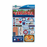 Reminisce - Jetsetters Collection - 3 Dimensional Die Cut Stickers - Virginia
