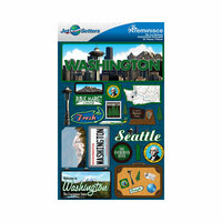 Reminisce - Jetsetters Collection - 3 Dimensional Die Cut Stickers - Washington