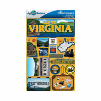 Reminisce - Jetsetters Collection - 3 Dimensional Die Cut Stickers - West Virginia