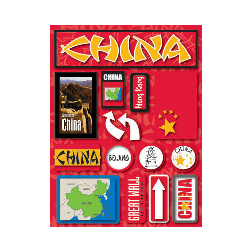 Reminisce - Jetsetters Collection - 3 Dimensional Die Cut Stickers - China